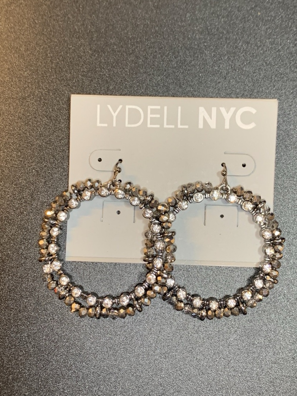 NWT LYDELL NYC Silver Crystal Hoop Earrings